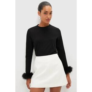 Sleeper Black Long Sleeve T-Shirt with Detachable Feathers Size - L